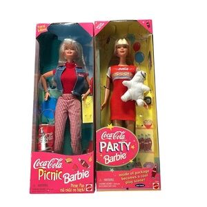 Coca-Cola Barbie Dolls in Red and White Outfits